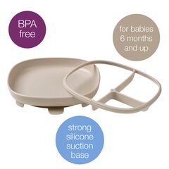 b.box 2 in 1 Suction Plate with Removable Divider, Color: Latte