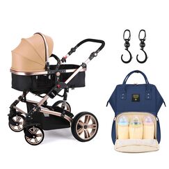 Teknum 3 In 1 Stroller Black With Sunveno Diaper Bag And Hooks 0–3 Years Up To 18Kg, Color: Khaki