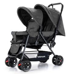 Teknum Double Baby Stroller Twin 6-36 Months 20Kg, Color: Dark Grey