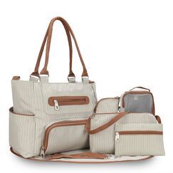 Little Story Diaper Bag Set Of 6 With Hooks, Color: Ivory