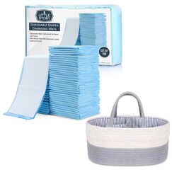 Little Story Diaper Caddy With 100Pcs Changing Mats, Color: Grey