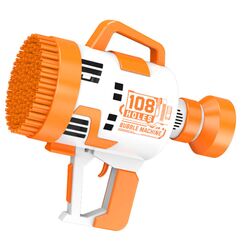 Little Story 108 Holes Bubble Machine Gun Battery Operated With Light For Kids Indoor & Outdoor, Color: Orange