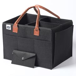 Little Story Diaper Caddy With Travel Pouch Large, Color: Black