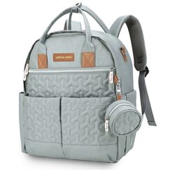 Little Story Quilted Diaper Backpack With Pacifier Bag And Stroller Hooks