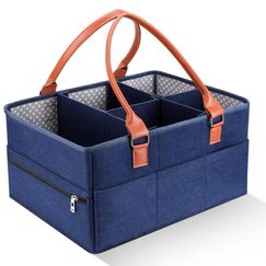 Little Story Premium Diaper Caddy Organizer Foldable 29.5L With Removable Divider Blue