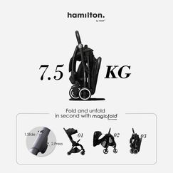 Hamilton by Yoop Everyday Stroller Autofold System Cabin Compartments, Color: Black