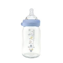 Farlin Heat Resistant α-33 Glass Wide Neck Feeding Bottle 160ml Heart - Blue