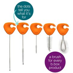 b.box Cleaning Brush Set of 5 for Sippy Cups, Water Bottles, Teats and Straws