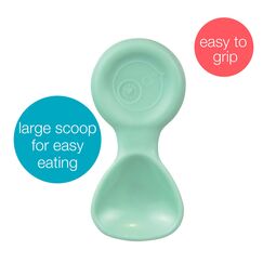b.box Mini Spoon 3 Pack Soft Silicone Baby Spoons Set - Pastel Sage/Silver/Pink