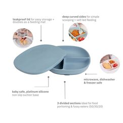 b.box Silicone Suction Plate with Lid , Color: Ocean