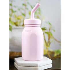 Melii Silicone Water Bottle with Straw 230 ml, Color: pink