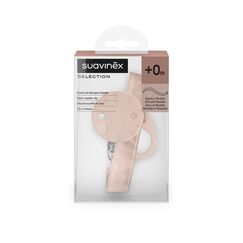 Suavinex Baby Pacifier Clip Made of Soft Fabric Attached to Baby's Clothing Prevent Pacifiers Falling on Floor 0+ Months, Color: pink