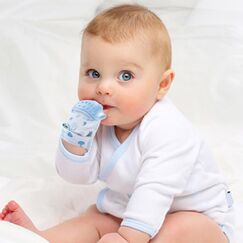 BabyJem Baby Teething Gloves Hedgehog, Color: Blue