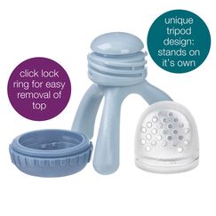 b.box Silicone Fresh Food Feeder with Tripod Design and Cap, Color: Blue