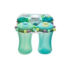 Melii Abacus Straw Sippy Cup 340 ml 2 Pcs, Color: Turquoise & Green