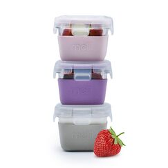 Melii Glass Food Storage Containers with Silicone Sleeve 160 ml 3 Pcs, Color: Pink, Purple,Grey