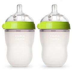 Comotomo Natural Feel Baby Bottle 250 ml 2 Pcs, Color: Green & White
