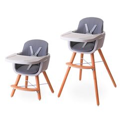 Teknum Premium Dual Height Wooden High Chair 6–36 Months Up To 15Kg, Color: Grey