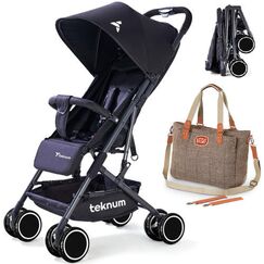 Teknum Yoga Lite Stroller With Diaper Bag Combo Black 6–36 Months Up To 15Kg, Color: Black