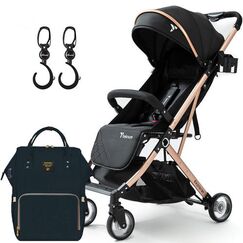 Teknum Explorer Travel Stroller With Sunveno Diaper Bag And Hooks Black 6–36 Months Up To 15Kg, Color: Black