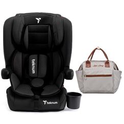 Teknum Pack And Go Foldable Car Seat With Ace Ivory Diaper Bag 9 Months–12 Years 9–36Kg, Color: Black