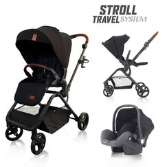Teknum Stroll-1 Travel System With Reversible Stroller And Compacto Baby Car Seat Black 0–4 Years Up To 22Kg, Color: Black