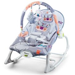Teknum 3-In-1 Rocker Baby Seat & Recliner With Soothing Music Party Grey Up To 18Kg