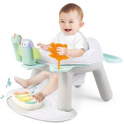 Teknum 2-In-1 Dining Chair And Toddler Play Seat With Pedal Piano White 4 Months+ Up To 10Kg