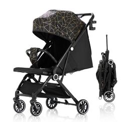 Teknum Travelzen Baby Stroller With Coffee Cup Holder 0–48 Months Up To 22Kg, Color: Black Gold