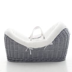 Teknum Infant Wicker Pod Moses Basket With White Waffle Beddings 0-6 Months
