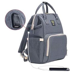 Sunveno Diaper Bag With Usb Port, Color: Grey
