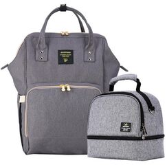 Sunveno Mamma Diaper Backpack And Breast Pump Bottle Bag Set, Color: Grey