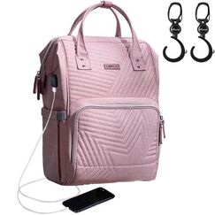 Sunveno Diaper Bag With Usb Port And Stroller Hooks, Color: pink