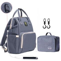 Sunveno Mamma Diaper Bag Kit With Usb Changing Clutch And Stroller Hooks