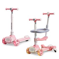Little Story Kids Scooter With Ride-On & Push Handle, Color: pink