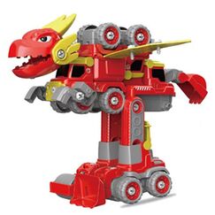 Little Story 5In1 Dinosaur Robot Transformation Vehicle 145Pcs, Color: red