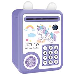 Little Story Piggy Bank With Fingerprint Lock & Music, Color: Purple
