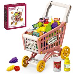 Little Story Role Play Market Shopping Cart Toy Set 56 Pcs, Color: pink