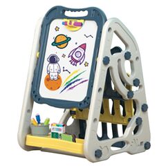 Little Story Double Sided Magnetic Drawing And Learning Board With Book Shelf, Color: Blue