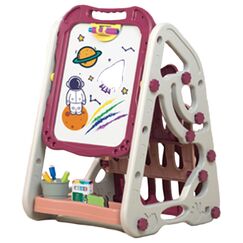 Little Story Double Sided Magnetic Drawing And Learning Board With Book Shelf, Color: pink