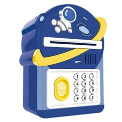 Little Story Lovely Piggy Bank With Fingerprint Lock & Music Astronaut Blue, Color: Blue