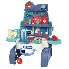 Little Story Role Play Doctor / Nurse / Clinic Toy Set School Bag (23 Pcs) - Blue, 3-In-1 Mode
