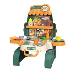 Little Story Role Play Chef / Kitchen / Restaurant Toy Set School Bag (21 Pcs) - Green, 3-In-1 Mode