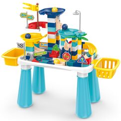 Little Story Diy Slide Track Rolling Ball Blocks Table (111 Pcs), Stem Series - Multicolor