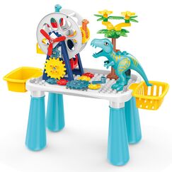 Little Story Diy Dinosaur Ferris Wheels Blocks Table (52Pcs), Stem Series - Multicolor