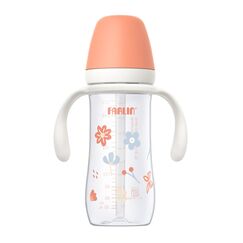 Farlin Grow With Colors PP Wide Neck Drinking Cup with Handle 270ml 6M+, Color: Orange