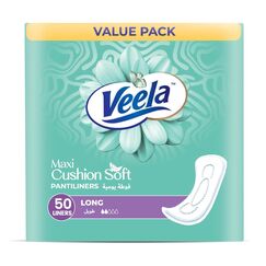 Veela Cushion Soft Pantiliners Ultra-Soft Breathable Leak-Proof Daily Feminine Hygiene Protection Long 50 Count Value Pack