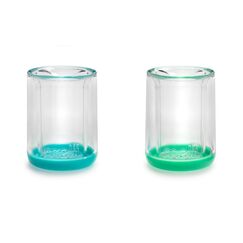 Melii Double Walled Bear Plastic Cup 145 ml 2 Pcs, Color: Turquoise & Green