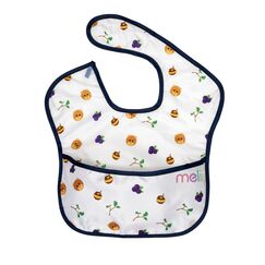 Melii Fold Up Bib with Scoop 2 Pcs, Color: White & Navy