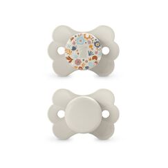 Suavinex SX Pro Ultra Soft Butterfly Shape Baby Pacifier for Babies 0-6 months with Silicone Nipple Physiological Teat Safe for Baby Pack of 2, Color: Beige